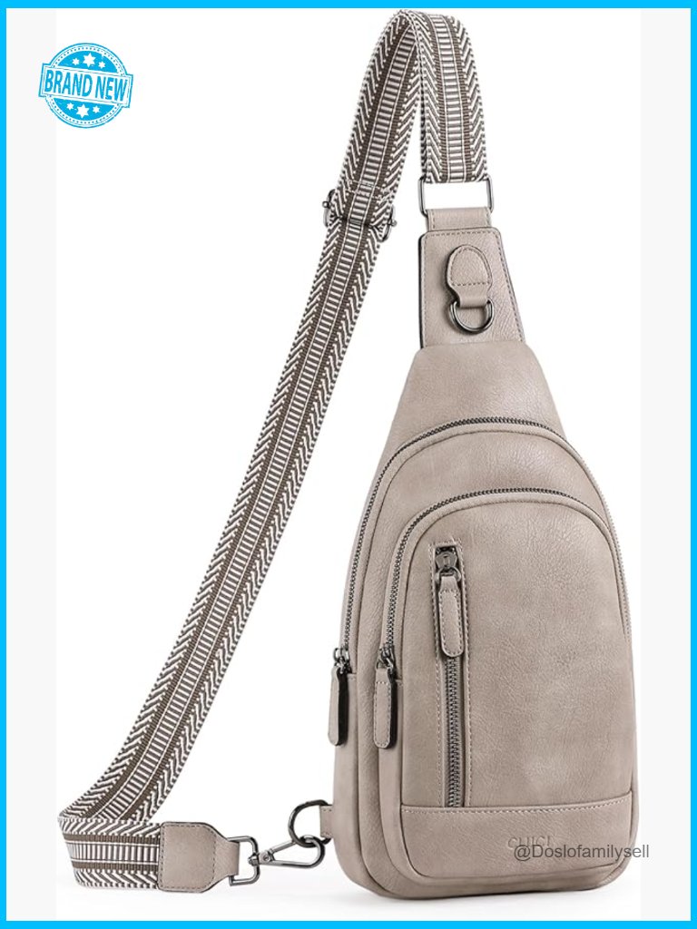 Sling Backpack Crossbody Bag For Women Men Casual Daypack Faux Leather